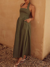 Halter Neck Maxi Dress with Pockets OutfitFlow